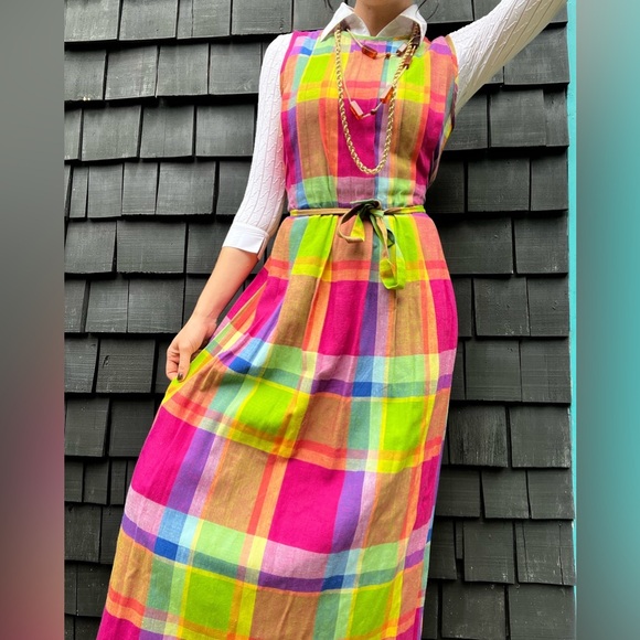 Vintage 90s J.B.S plaid midi dress - Picture 4 of 4